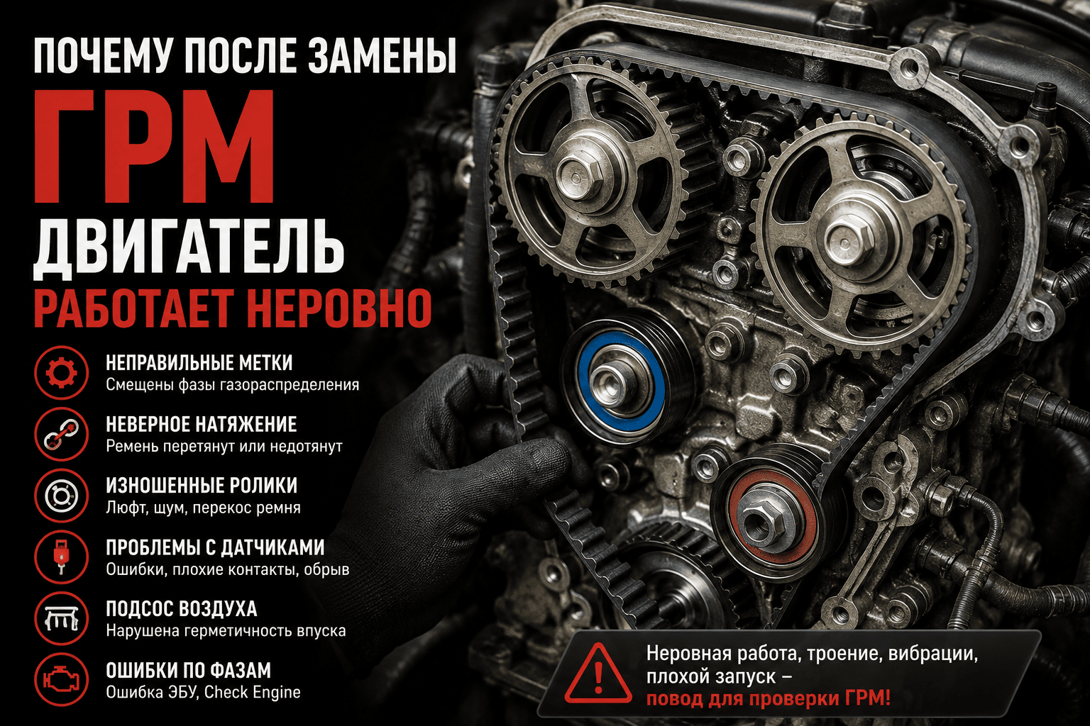 Почему после замены ГРМ двигатель работает неровно