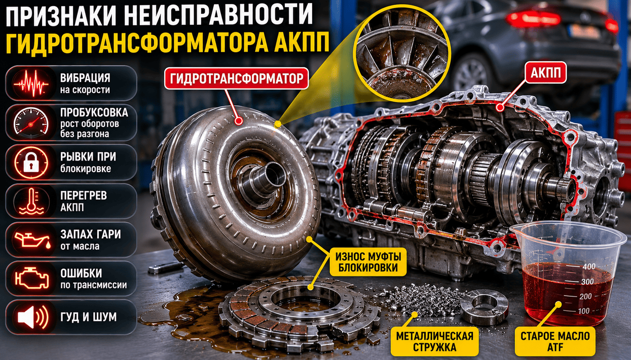 Признаки неисправности гидротрансформатора АКПП
