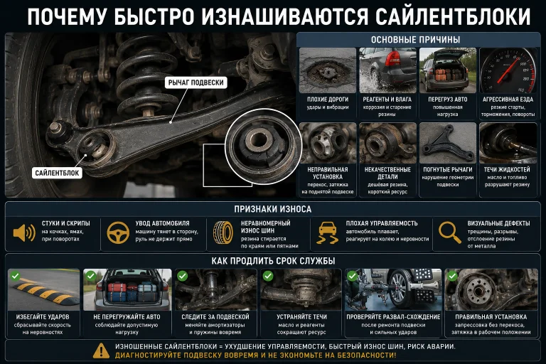 Почему быстро изнашиваются сайлентблоки