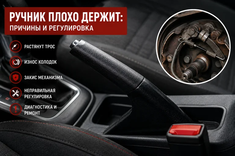 Ручник плохо держит: причины и регулировка
