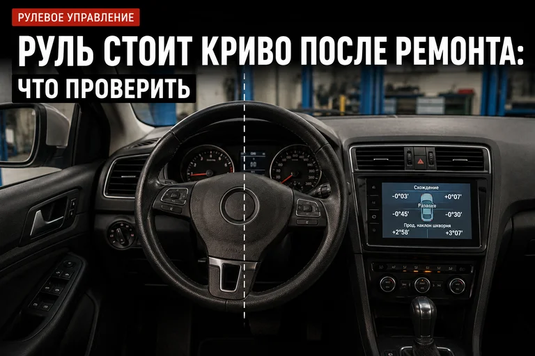 Руль стоит криво после ремонта: что проверить