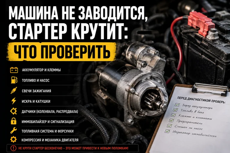 Машина не заводится, стартер крутит: что проверить